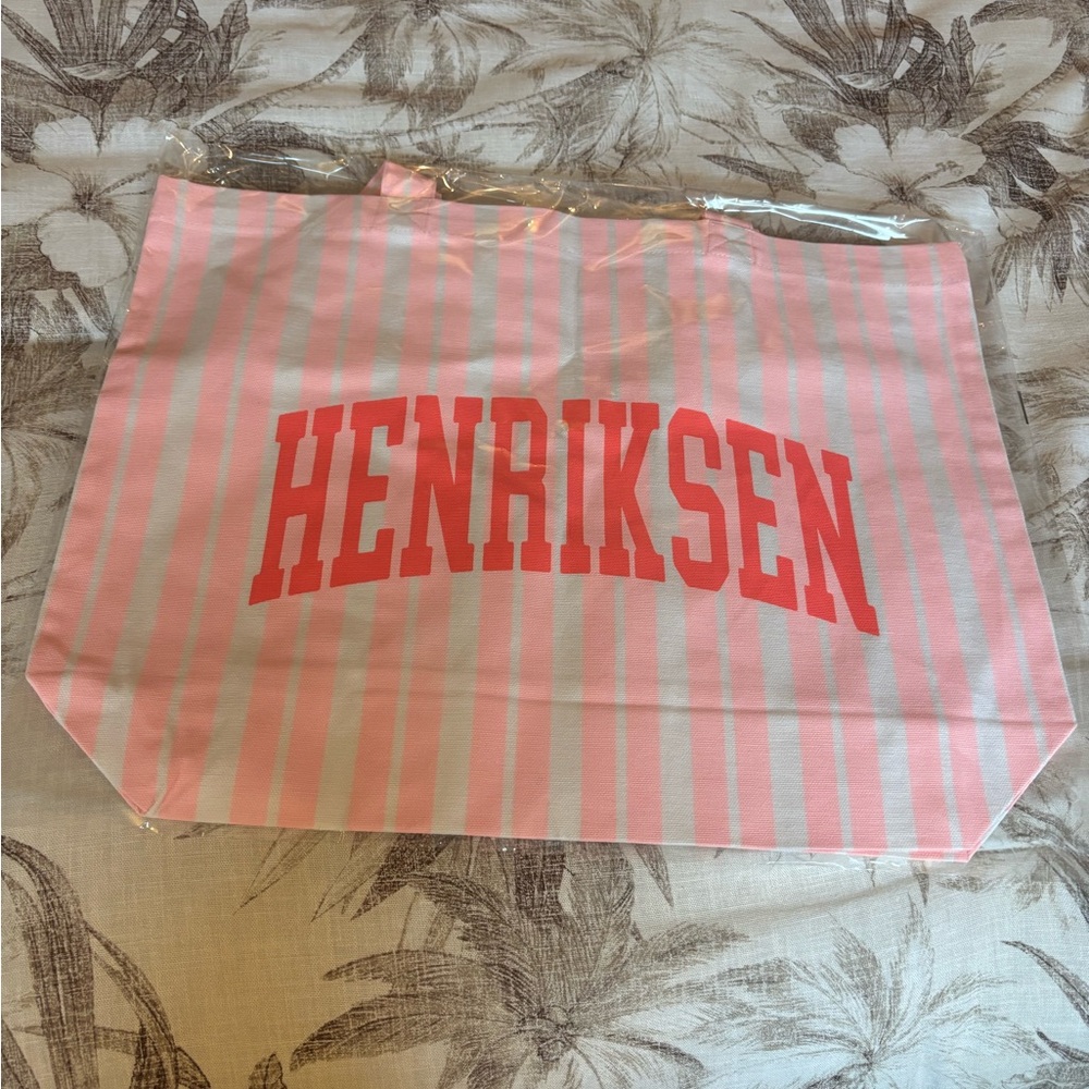 New in Package Ole Hendrickson Pink Stripe Canvas Tote Bag